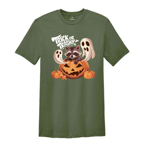 Trick or Trashy Raccoon Halloween Shirt, Retro Raccoon Tee, Cute Raccoon Shirt, Trendy Halloween Tee, Pumpkin Gift, Halloween Tee