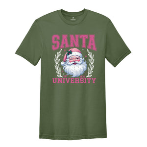 Santa University Shirt, Pink Christmas Shirt, Santa Face Shirt, Cute Christmas Shirt, Women's Christmas Shirt, Christmas Gift, Xmas Tee