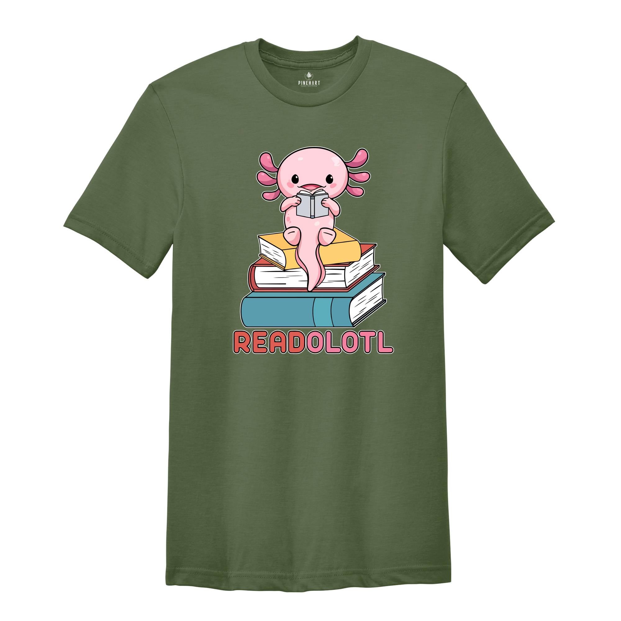 Readolotl Cute Shirt, Library T-Shirt, Bookworm Gift Tee, Axolotl Book Lover Tee, Librarian Gift, Book Lover Gift