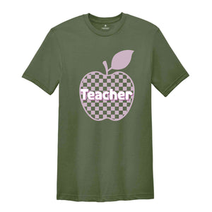 Teacher Apple Shirt, Checkered Teacher Shirt, School Teacher Shirt, Back To School Shirt, Teacher Shirt, Primary Teacher Shirt