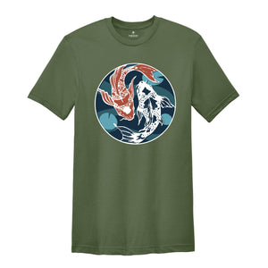 Japanese Street Wear, Japanese Art T-Shirt, Koi Fish Tee, Japanese Koi Fish, Yin Yang Art Drawing Shirt, Cute Animal Gift