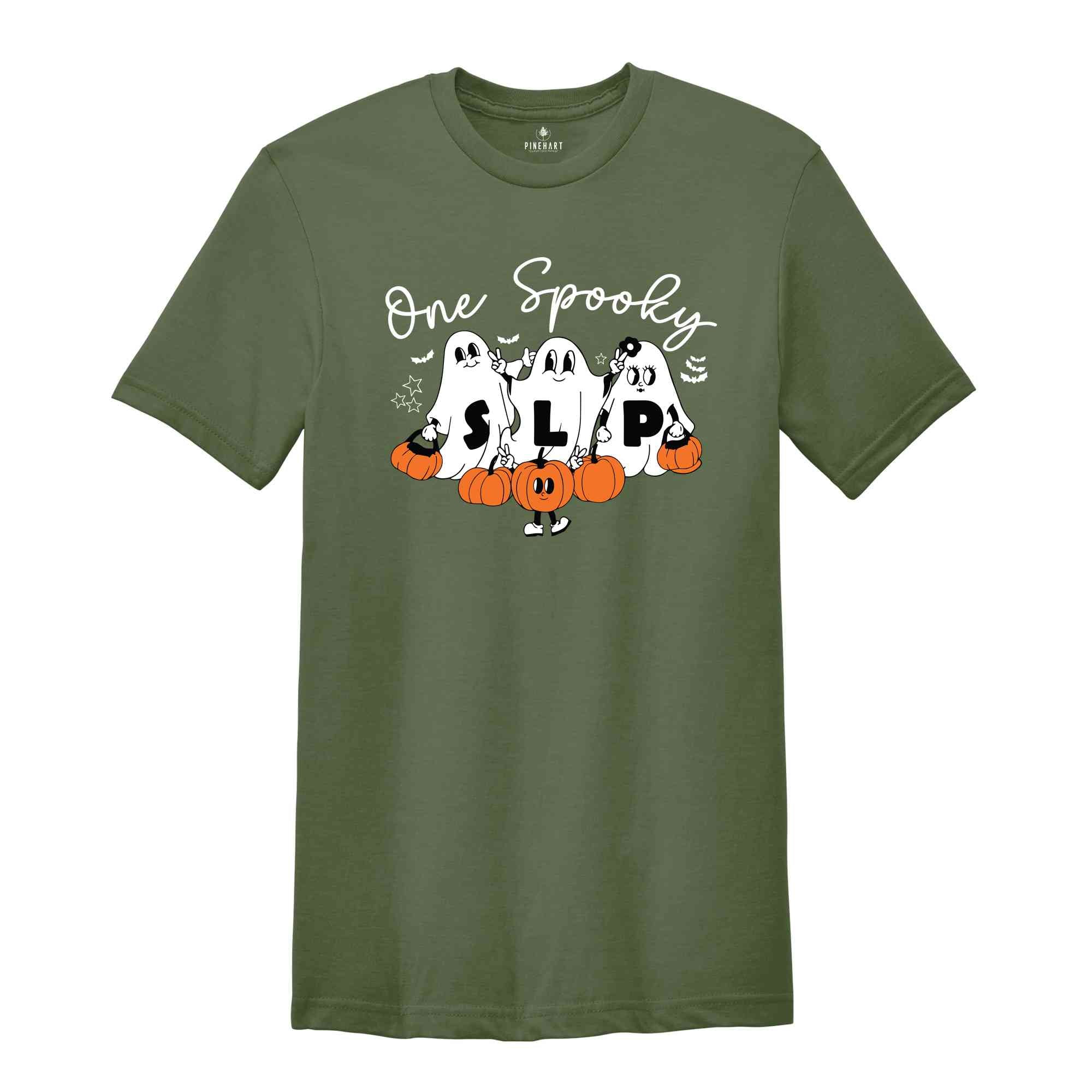 One Spooky SLP T-Shirt, Speech Therapy Halloween Shirt Halloween Speech Therapist T-Shirt, Spooky SLP Gifts