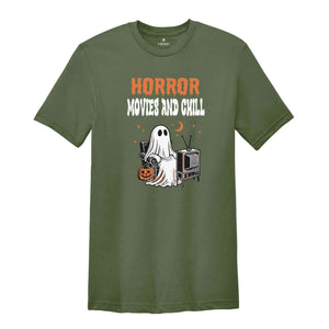 Horror Movies And Chill Halloween Shirt, Halloween Shirt, Sheet Ghosts Shirt, Funny Halloween Shirt, Movie Night Shirt