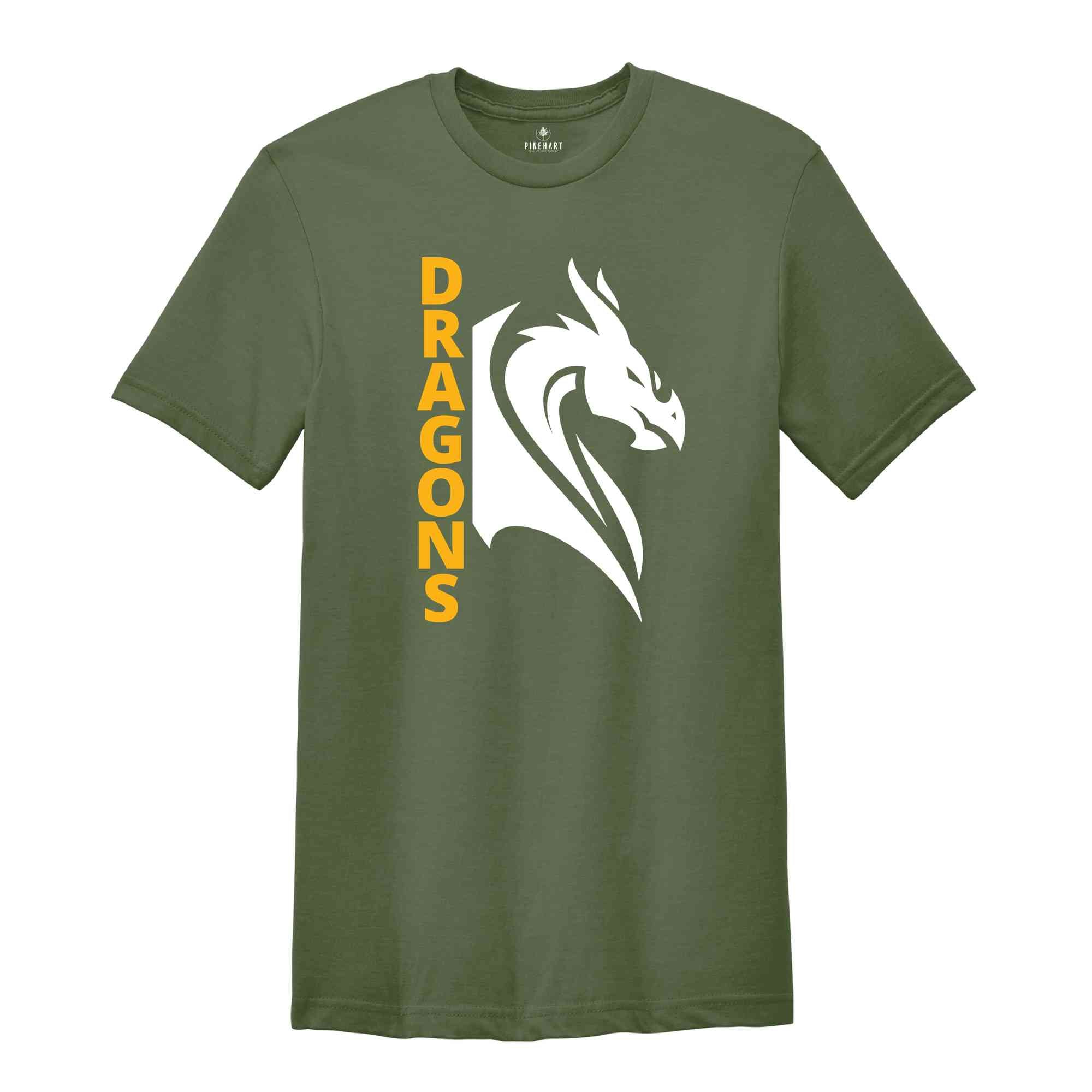 Dragons Shirt, Dragon Shirt, Custom School Name Shirt, Sports Team Shirt, Mascot Shirt, School Sports Team Shirt, School Shirt, Team Shirt