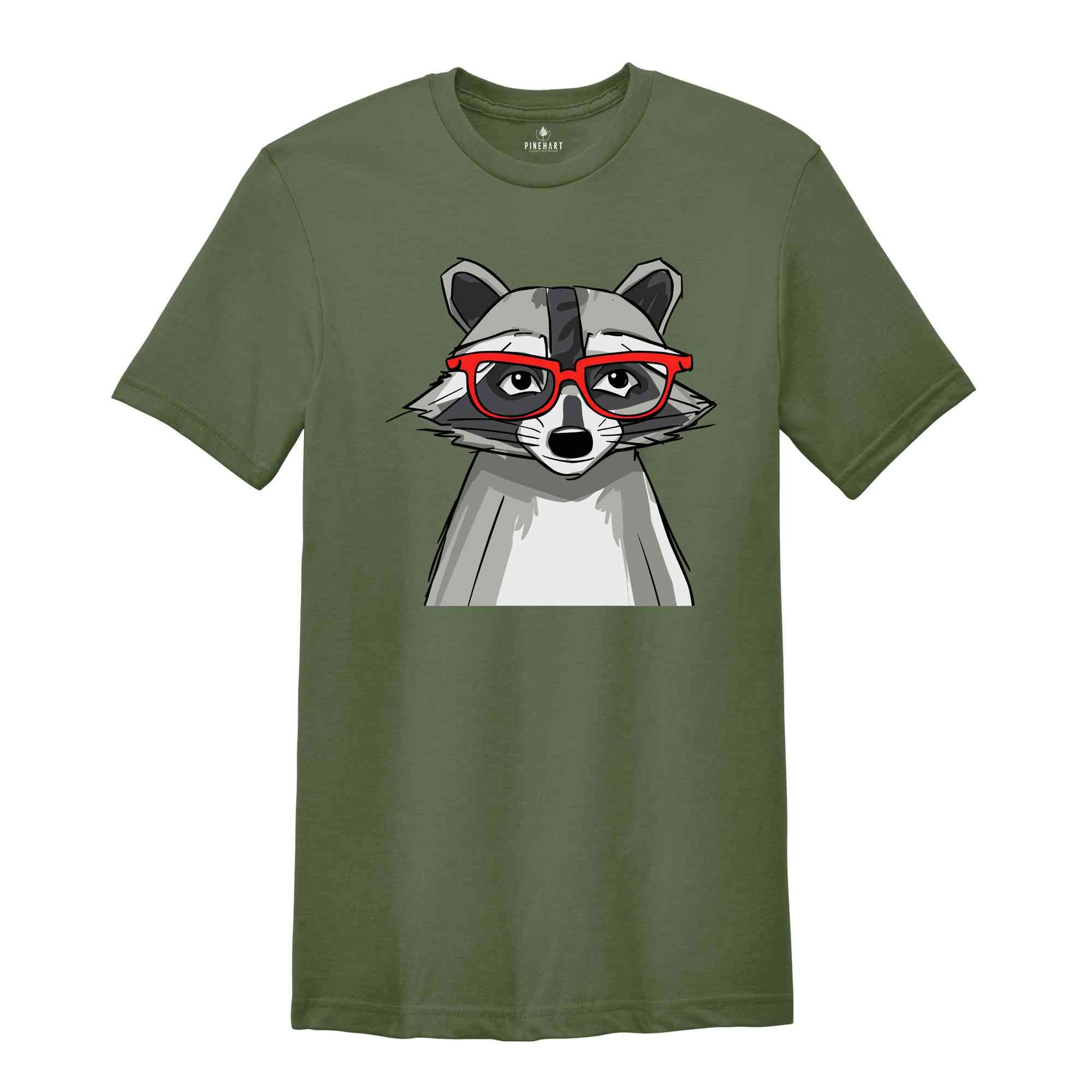 Raccoon Shirt, Cute Animal T-Shirt, Raccoon With Glasses, Raccoon Lover Shirt, Raccoon Gift, Raccoon Sweatshirt