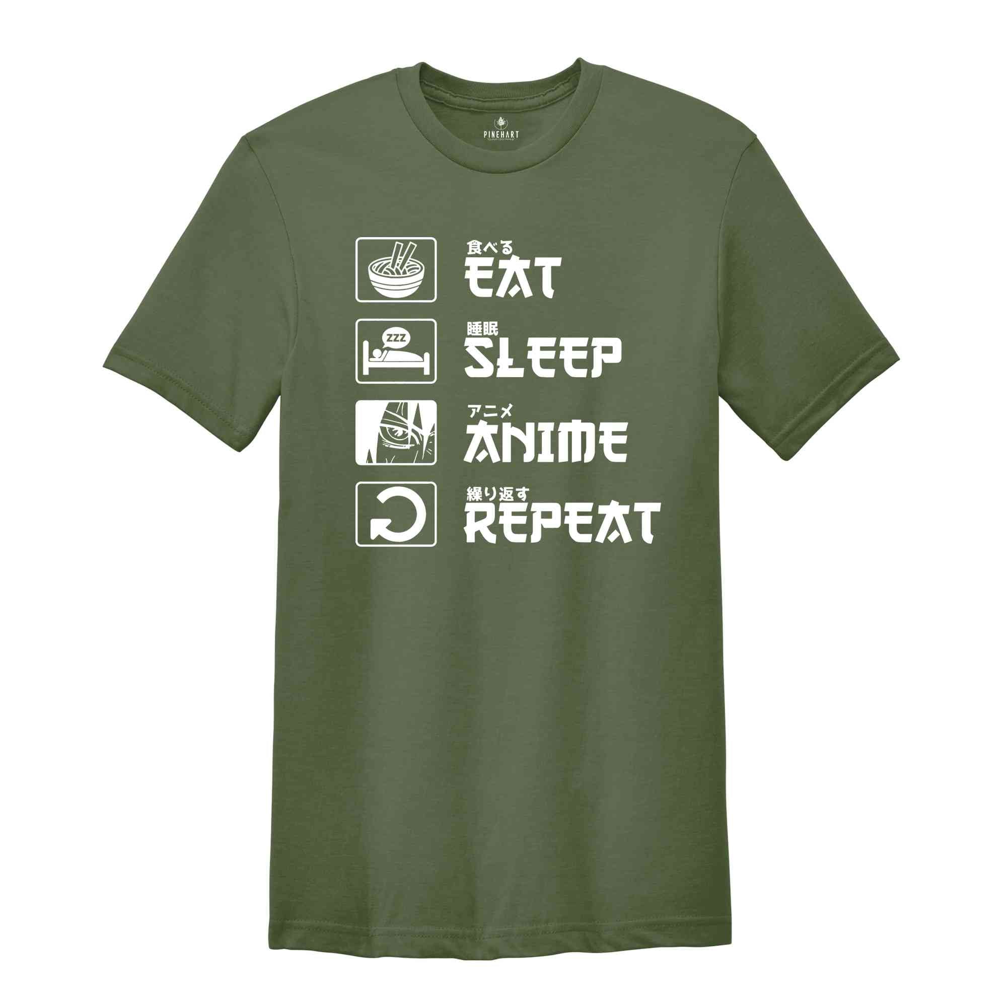 Eat Sleep Anime Repeat Shirt, Anime Shirt, Gift for Anime Lover, Gift for Anime Fan, Anime Otaku Shirt, Anime Sweatshirt, Cool Anime Shirt