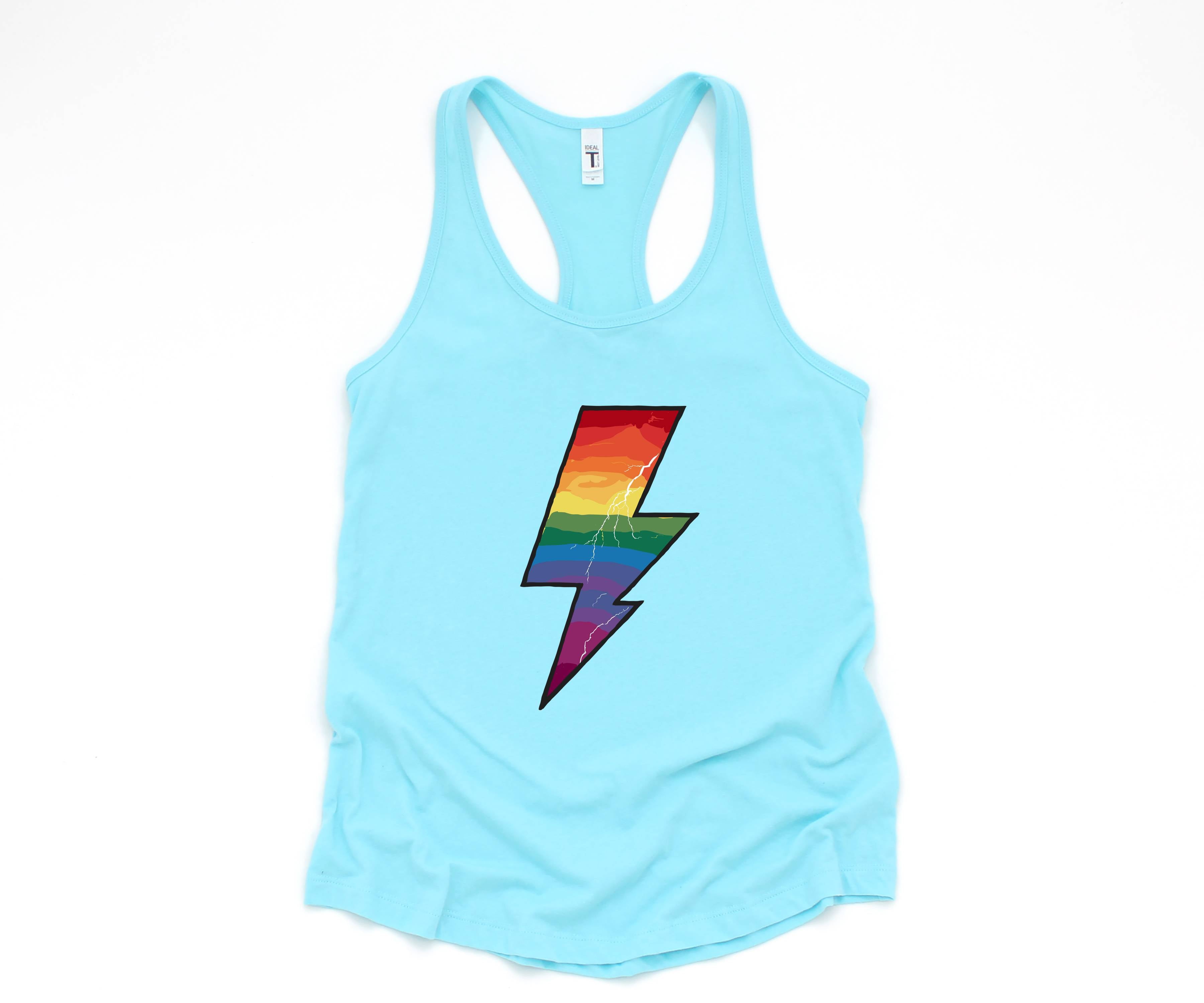 Lightning Bolt Tank Top, Gay Pride Shirt, Lesbian, Girl Power, Rainbow Shirt, LGBTQIA+ Tank, Pride Month Tank