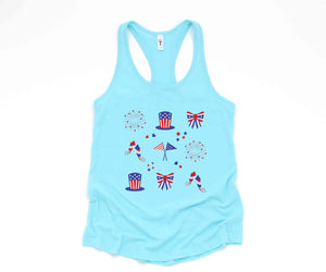 American Tank Top, America Map Tank Top, Fireworks Tank Top, Bow Tank Top, 4th Of July Tank Top, Independence Day Tank Top, Memorial Tank