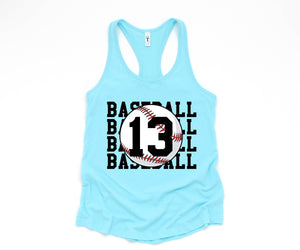 Personalized Baseball Tank, Baseball Racerback Tank Top, Custom Baseball Number Tank Top, Baseball Mom Racerback, Custom Baseball Mom Shirt