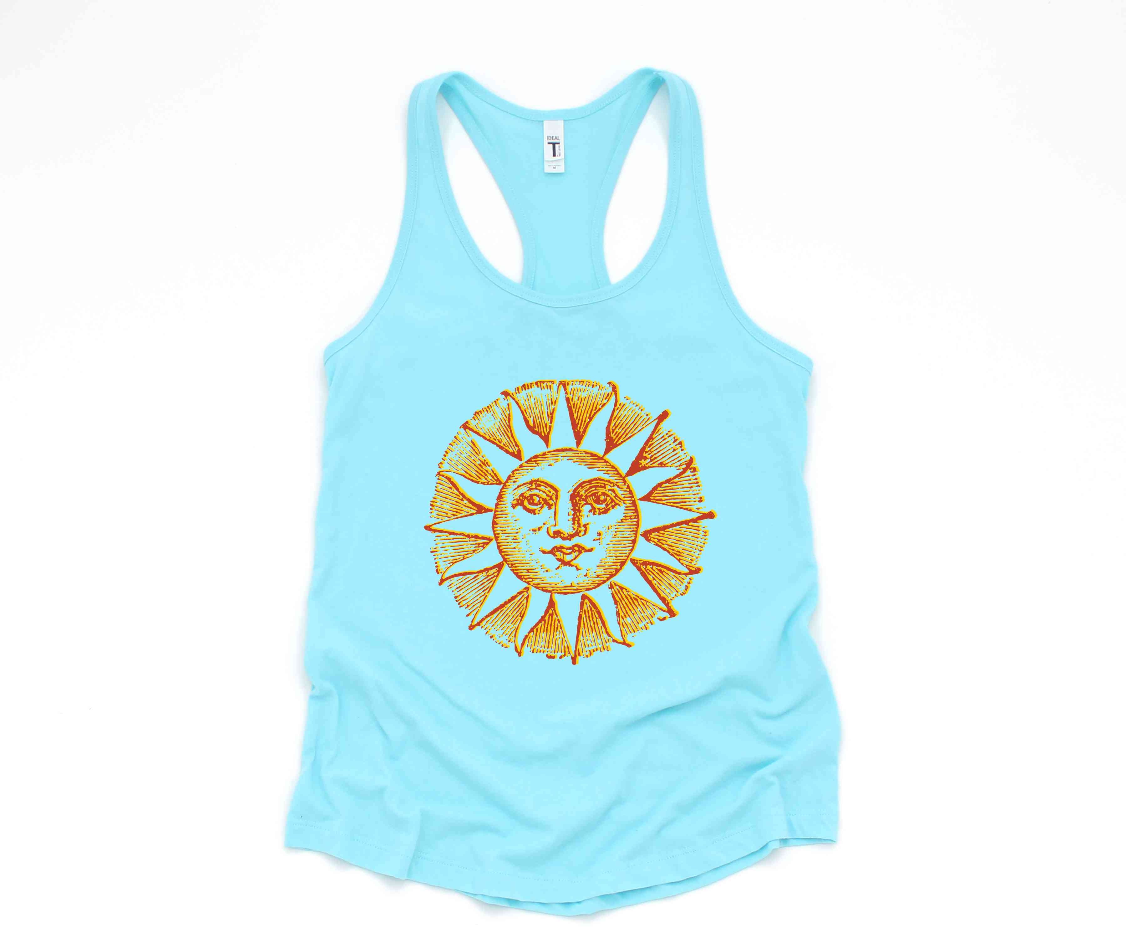 Vintage Sun Tank Top, Boho Sun Tank Top, Summer Tops, Vintage Apparel, Beach Lovers Gift, Workout Tank