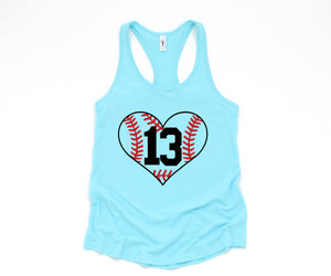 Personalized Heart Baseball Mom Shirt, Custom Baseball Mom Tank, Mom Shirt, Sports Mom Tank Top, Sports Tank