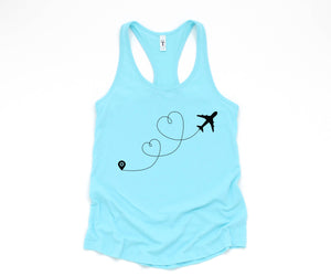 Airplane Heart Tank Top, Plane Lover Tank Top, Adventurer Tank Top, Vacation Tank Top, Travel Lover Tank Top, Destination Tank Top