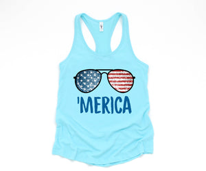 Merica Sunglasses Tank Top, July 4th Tank Top, USA Tank Top, Independence Day, 4th Of July Tank Top, Fourth Of July Outfit, Summer Tank Top