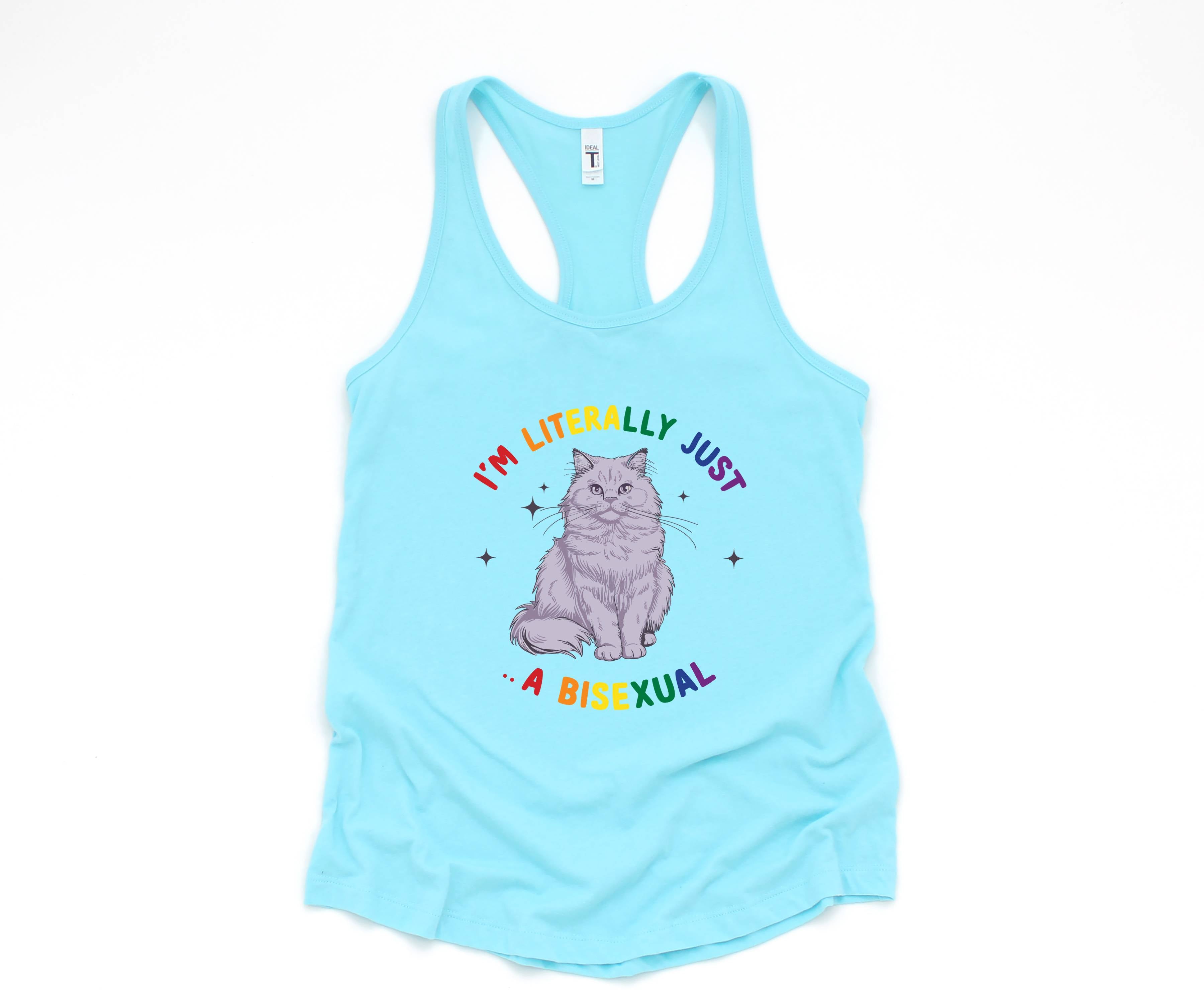 Funny I'm literally just a bisexual Queer Tank, Bi pride Tank, Bisexual Tank, Funny Cat Tank, Pride Tank, Queer Tank, Cat Owner Gift