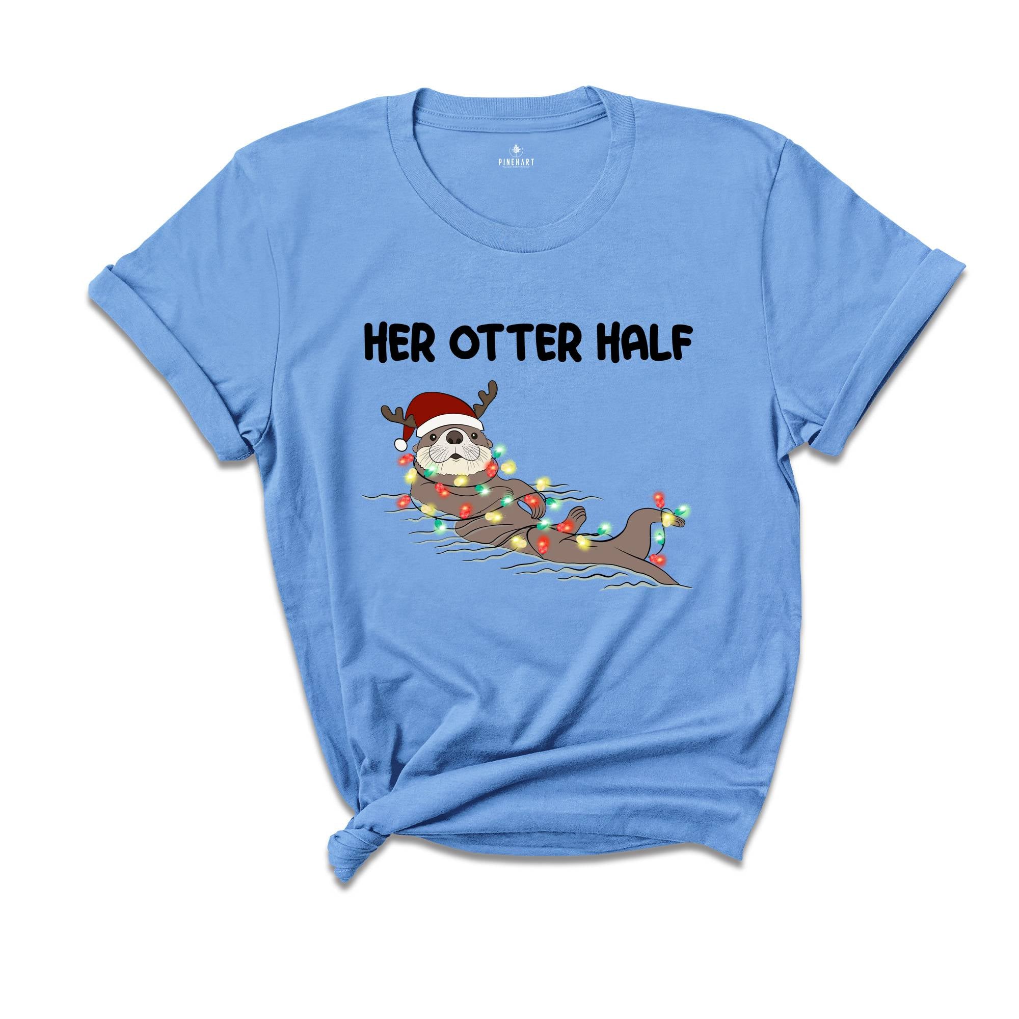 His and Her Otter Half Christmas T-Shirt, Couples Christmas Shirt, Funny Matching Couples Christmas Pajamas, Mr Mrs Christmas Shirts