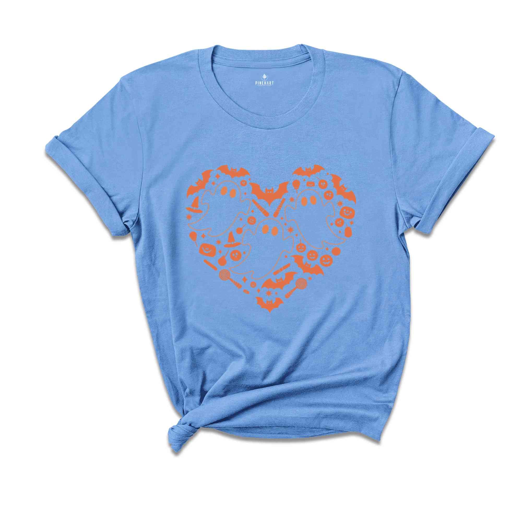 Halloween Ghost Shirt, Halloween Heart Shirt, Halloween Shirt, Cute Ghost Shirt, Fall Season Shirt, Vintage Ghost Shirt