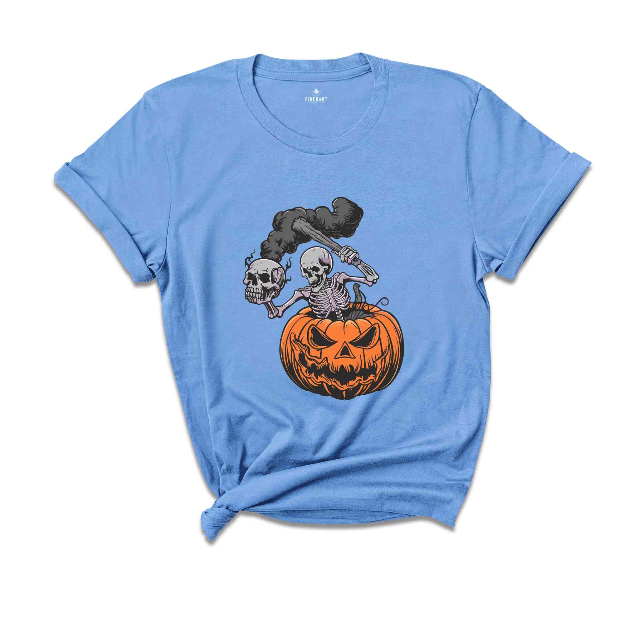 Skeleton Pumpkin Halloween Shirt, Skeleton Skull Smoke Shirt, Ghost Shirt, Spooky Season, Skull Lover Shirt, Halloween Party Shirt