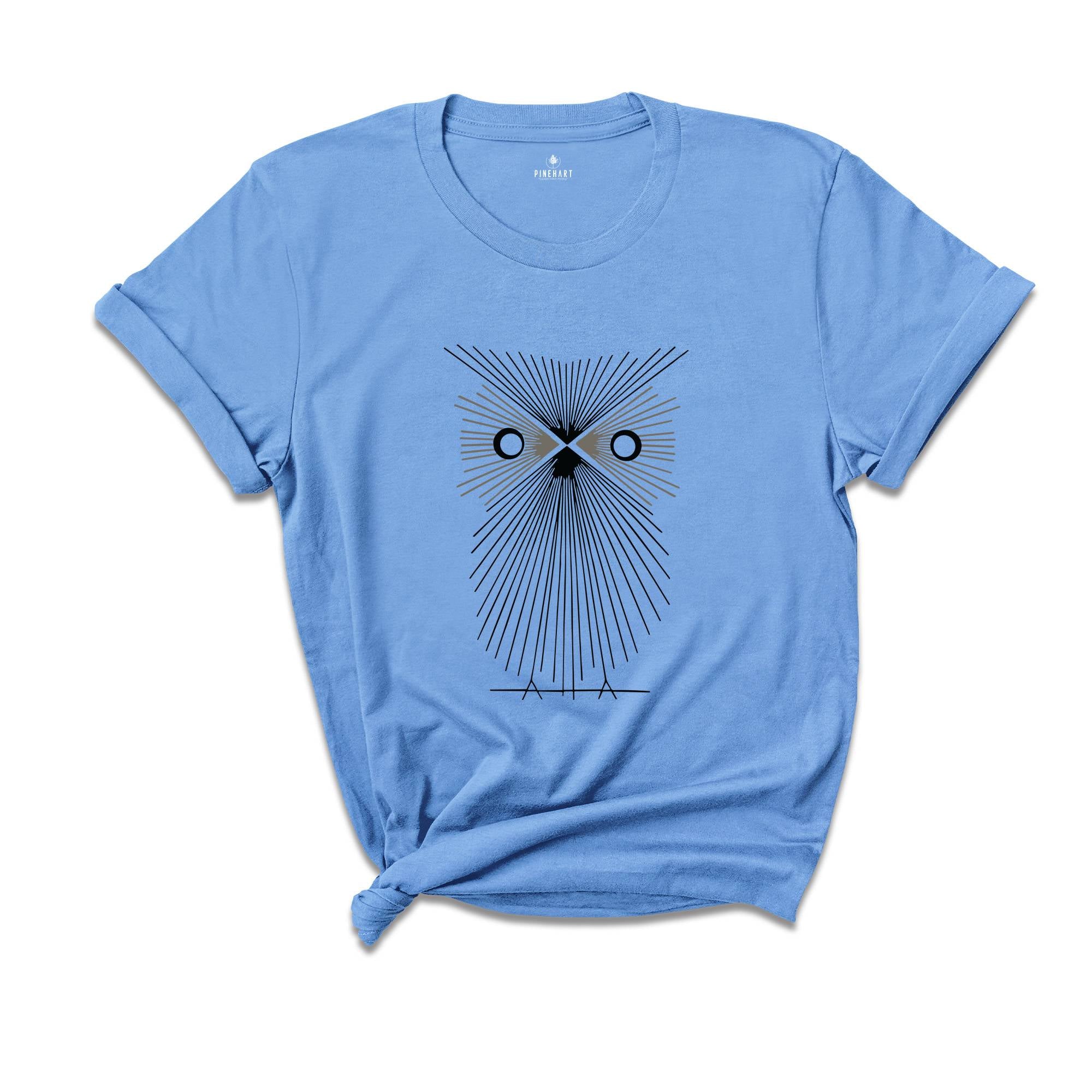 Lined Owl Shirt, Great Horned Owl Shirt, Minimalising Owl Shirt, Owl Shirt, Bird Shirt, Animal Shirt, Owl Lover Shirt, Flying Owl Shirt