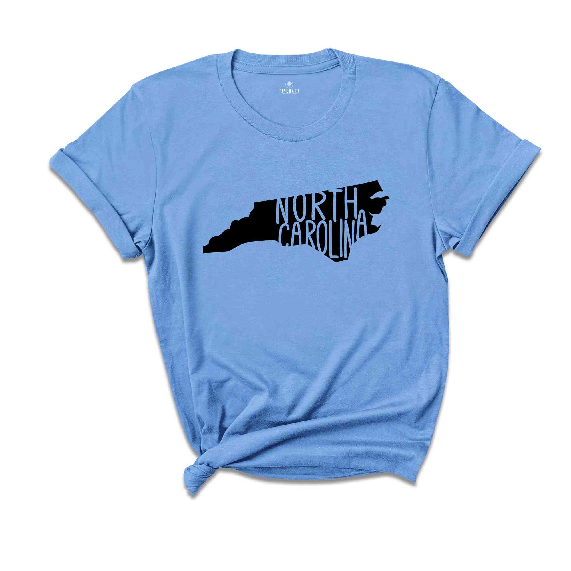 North Carolina State Shirts, North Carolina State Map Shirt, North Carolina Travel Gifts, North Carolina Clothing, North Carolina Sweatshirt