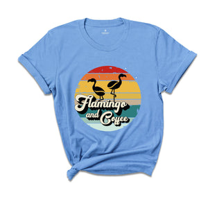 Flamingo and Coffee Shirt, Coffee Lover Tee, Coffee Gifts, Flamingo T Shirt, Coffee Flamingo Gift, Barista Shirt, Cute Coffee Shirt