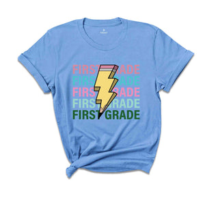 First Grade Pencil Shirt, Pencil Bolt Shirt, Retro Shirt, Back To School Shirt, School Shirt, Teacher Shirt, Pencil Shirt, Teacher Gift