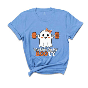 Working On My Booty Shirt, Women Halloween Shirt, Spooky Season Shirt, Cute Halloween Tee, Fitness Shirt, Gym Girl Shirt, Funny Halloween Te