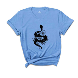 Cool Snake Shirt, Animal T-Shirts, Flower Shirt, Floral Snake Shirt, Aesthetic Reptile T-Shirt, Nature Lover Gifts