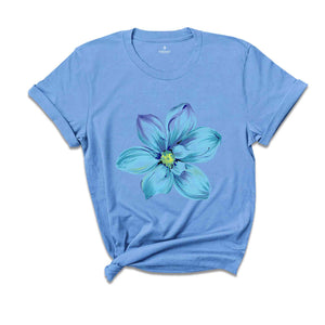 Blue Watercolor Flower Shirt, Daisy Flower Shirt, Plants Lover Gift, Botanical Shirt, Plant Mom Shirt, Flower Shop Shirt