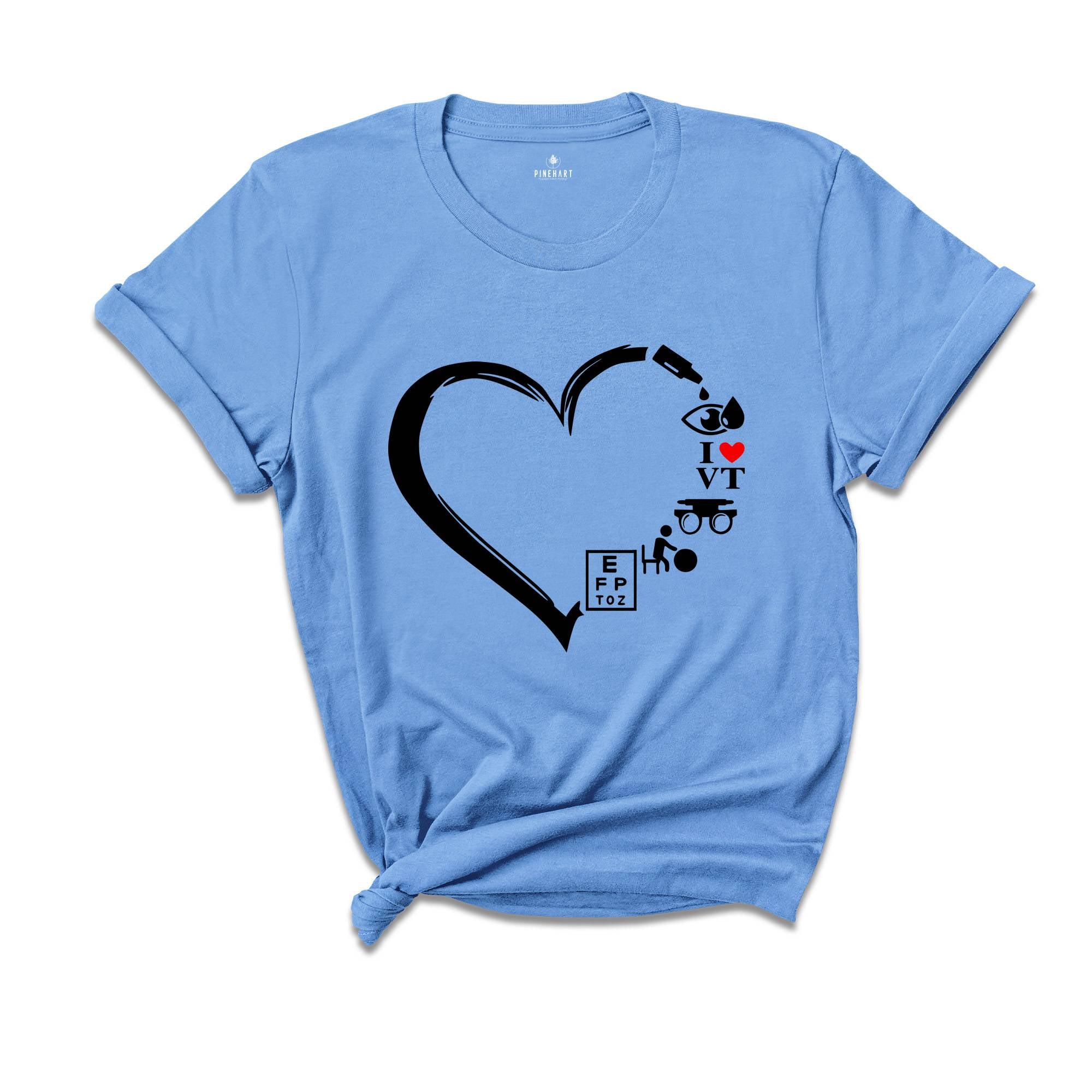 I Love Vision Therapy Shirt, Optometry Heart Shirt, Optician Gift, Vision Therapist T-Shirt, Ophthalmology Gift