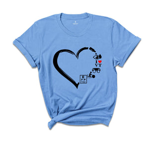 I Love Vision Therapy Shirt, Optometry Heart Shirt, Optician Gift, Vision Therapist T-Shirt, Ophthalmology Gift