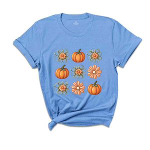 Flower Pumpkin Shirt, Fall Pumpkin Shirt, Flower Shirt, Autumn Shirt, Cozy Season Shirt, Pumpkin Spice Shirt, Hello Pumpkin Shirt