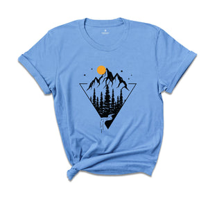 Hiking Shirt, Geometric Shirt, Waterfall Shirt, Mountain Design T-shirt, Nature Shirt, Camping Tee