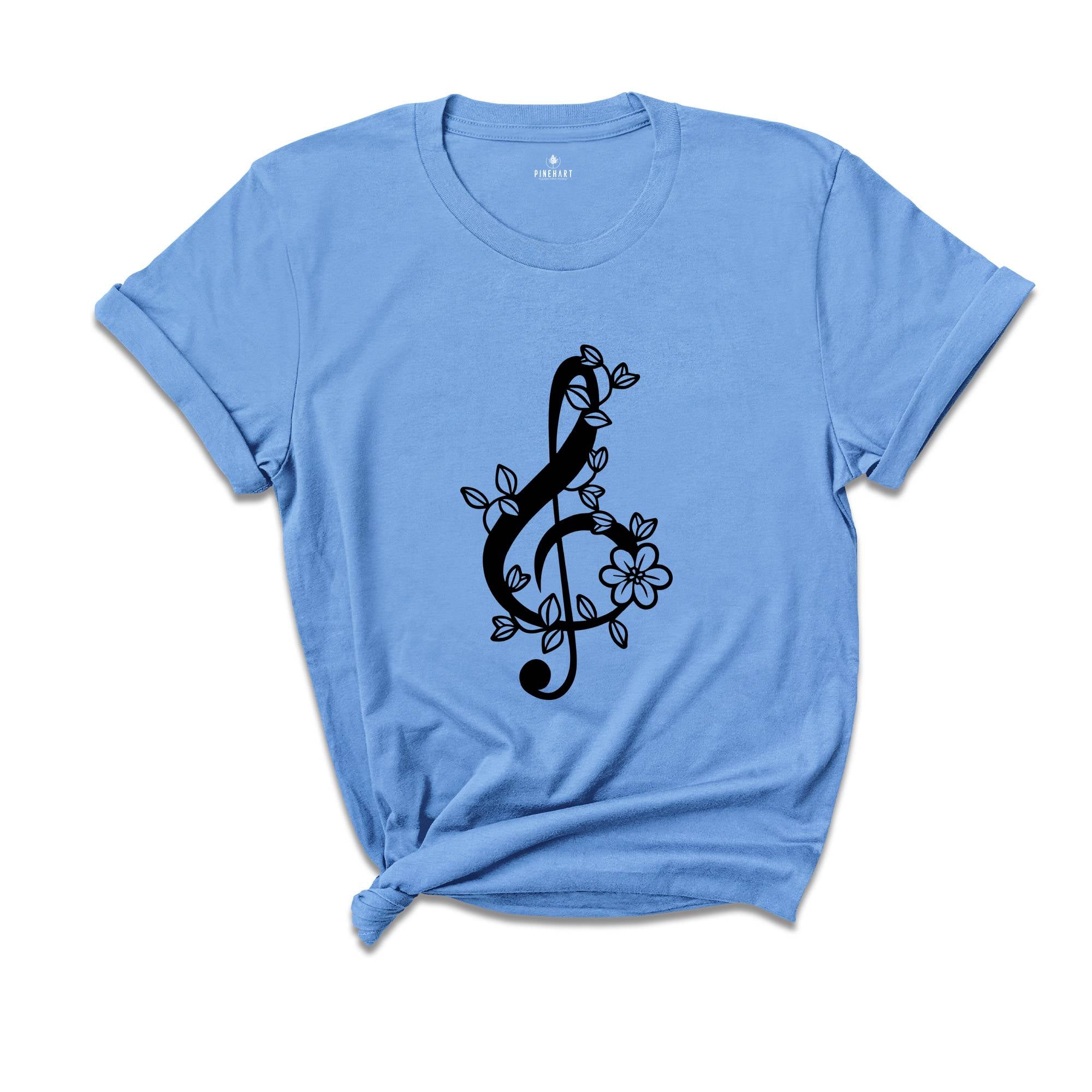 Floral Music Notes T-shirt, Music Teacher Shirt, Musician Gifts, Piano Tee, Music Notes Apparel, Funny Pianist Gift