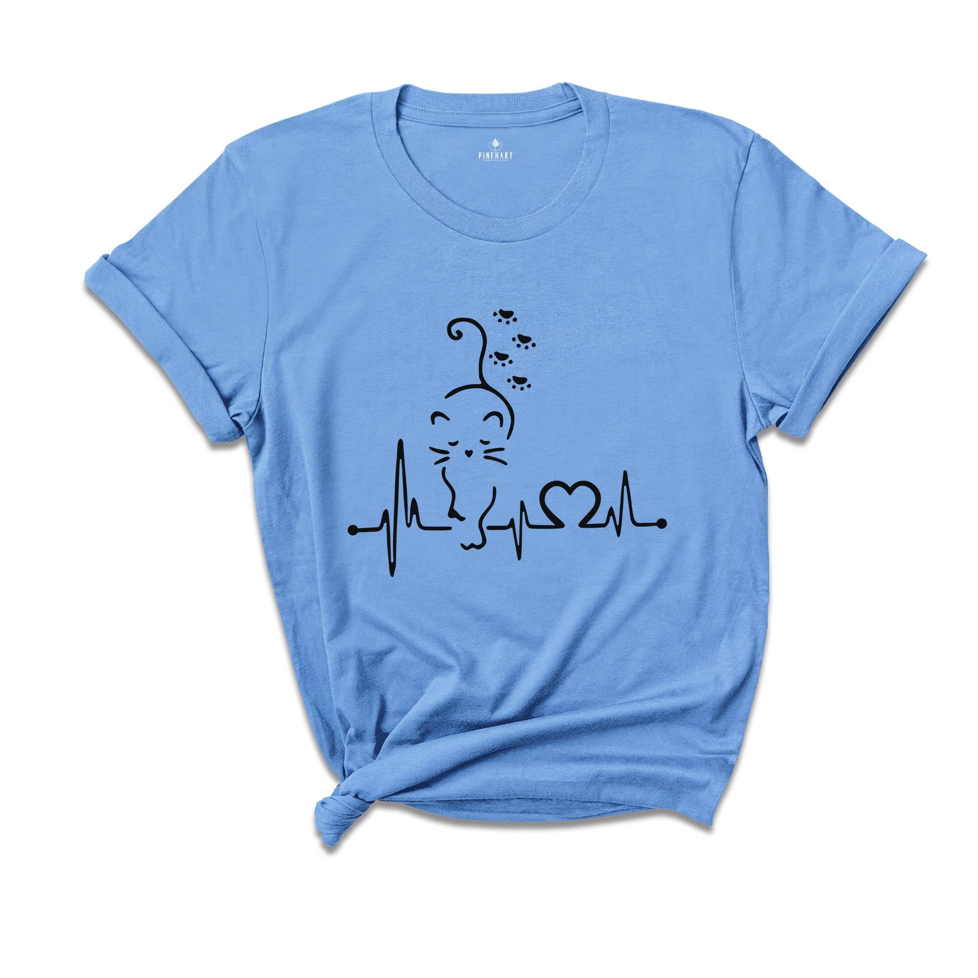 Cat Heartbeat Shirt, Cat Lover T-Shirt, Cat Paw Shirt, Cute Cat Shirt, Animal Lover Shirt, Pet Lover Shirt, Cat Owner Shirt