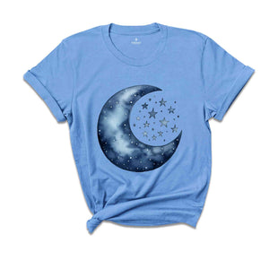 Moon and Stars Shirt, Boho Summer Shirt, Spring Break Tee, Celestial Shirt, Spiritual Shirt, Aesthetic Moon Shirt