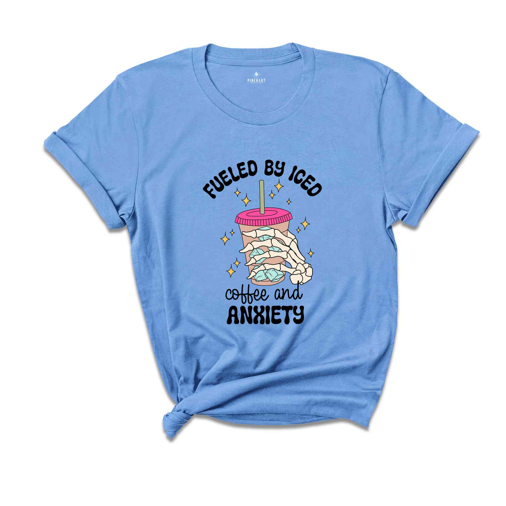 Fueled By Iced Coffee And Anxiety Shirt, Mental Health Shirt, Social Anxiety Shirt, Retro Anxiety Shirt, Inspirational Shirt