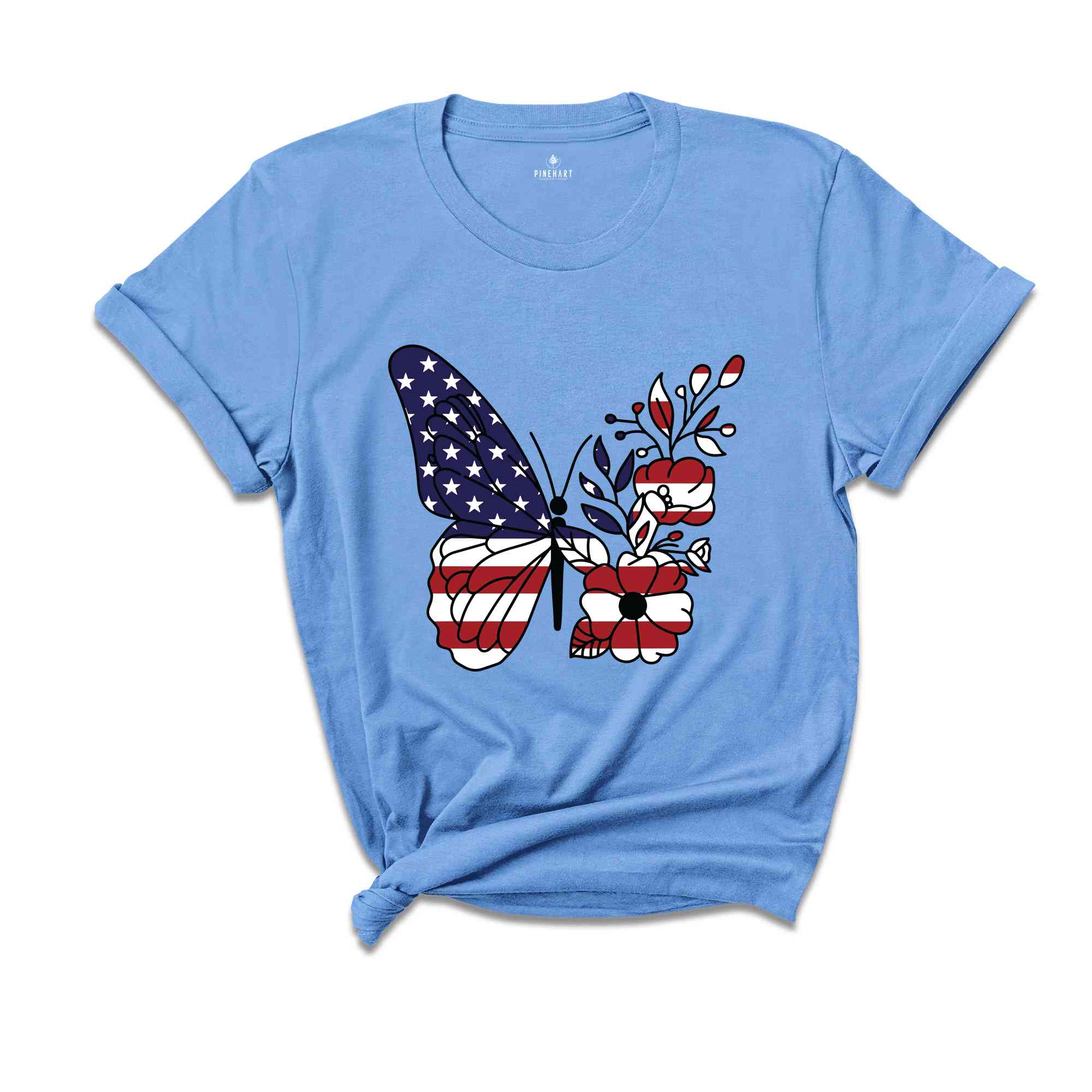 Floral Butterfly 4th of July Shirt, Floral Independence Day Shirt, American Flag Shirt, USA Flag Tee, Patriotic Butterfly Shirt