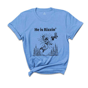 He is Rizzin Funny Easter Shirt of Jesus Playing Basketball, Retro Y2K Christian Faith Religious Shirt, Christian Easter Shirt