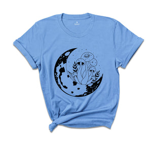 Mushroom Shirt, Witchy Mushroom Shirt, Mystical Mushroom T-shirt, Moon Phase Shirt, Moon with Magic Mushroom Shirt, Mushroom Tee Gift