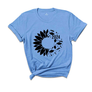 Senior 2024 Sunflower T-Shirt, Graduation 2024 Shirt, Graduation Gift, Class of Shirts 2024, Grad Of 2024 Tee, Last Day of School