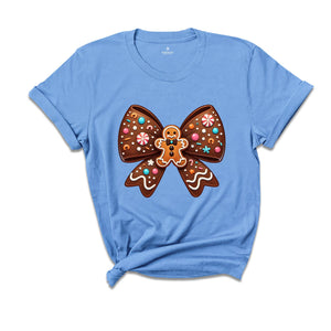 Gingerbread Coquette Bow Shirt, Christmas Gingerbread Shirt, Christmas Bow Shirt, Christmas Gift, New Year Shirt, Cute Christmas Shirt