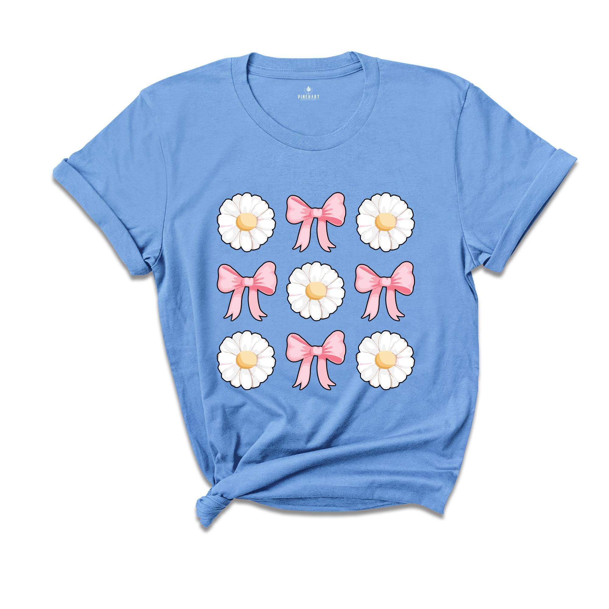 Coquette Daisy Shirt, Coquette Shirt, Bowknot Shirt, Daisies Shirt, Cute Summer Shirt, Daisy Shirt, Flowers Shirt, Bows Shirt, Pink Bow Tee