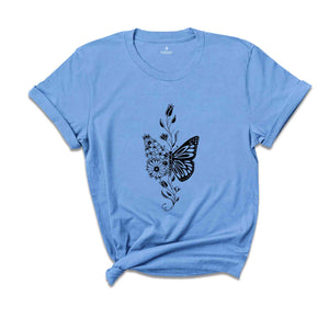 Floral Schmetterling shirt, Nature Tier Liebhaber Tshirt, Selbstliebe Minimalistisches Asthetisches Shirt