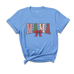 Retro Mama Christmas Shirt, Mama Bow Shirt, Mom Life Christmas, Christmas Gift For Mom, Christmas Shirt, Women's Christmas Shirt