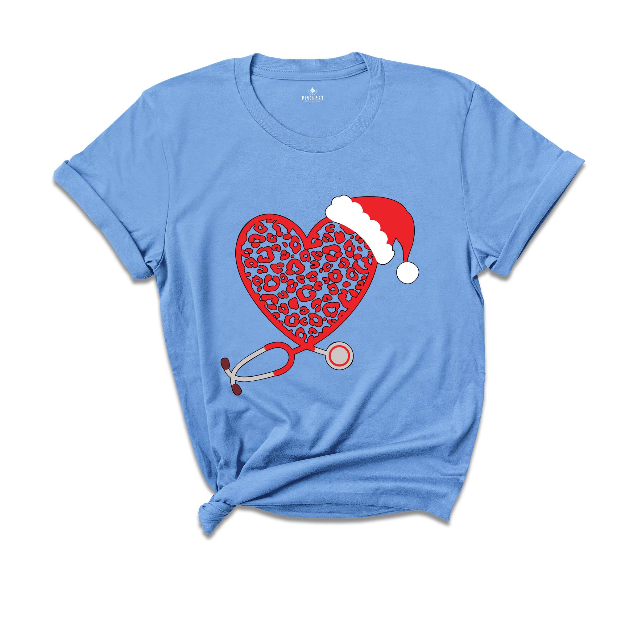 Heart Stethoscope Shirt, Christmas T-Shirt, Nurse Christmas Shirt, Christmas Gift for Nurse, Stethoscope Christmas Tee, Nurse Life Shirt