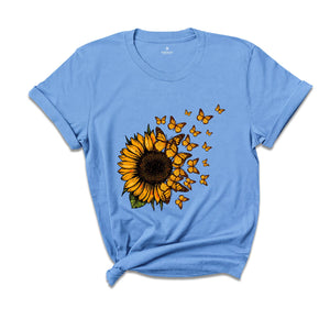 Sunflower Butterfly Shirt, Butterfly Tee, Sunflower Shirt, Floral Shirt, Love Butterfly Shirt, Sunflower Tshirt, Gardener Tee