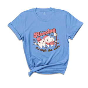 Flossing Through The Snow Shirt, Dental Christmas, Dentist Assistant Tee, Christmas Dentist, Dental Hygienist Shirt