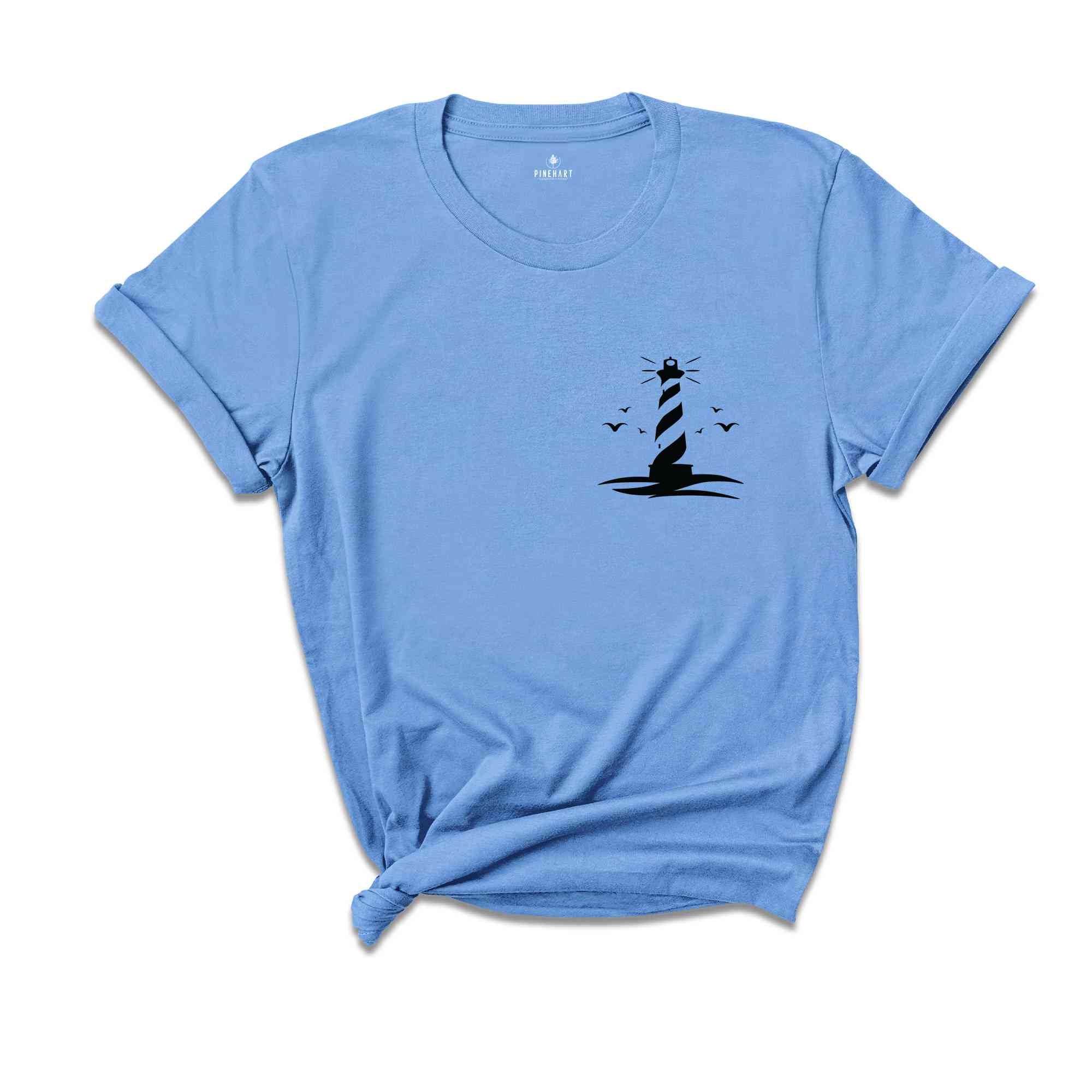 Lighthouse Pocket Shirt, Lighthouse and Seagulls T-Shirt, Cool Lighthouse T-Shirt, Girls Travel Shirts, Lighthouse Tee