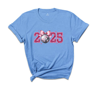 2025 New Years Shirt, Disco Ball T-Shirt, Disco Bow Shirt, Happy New Year 2025 Shirt, Happy New Year Tee