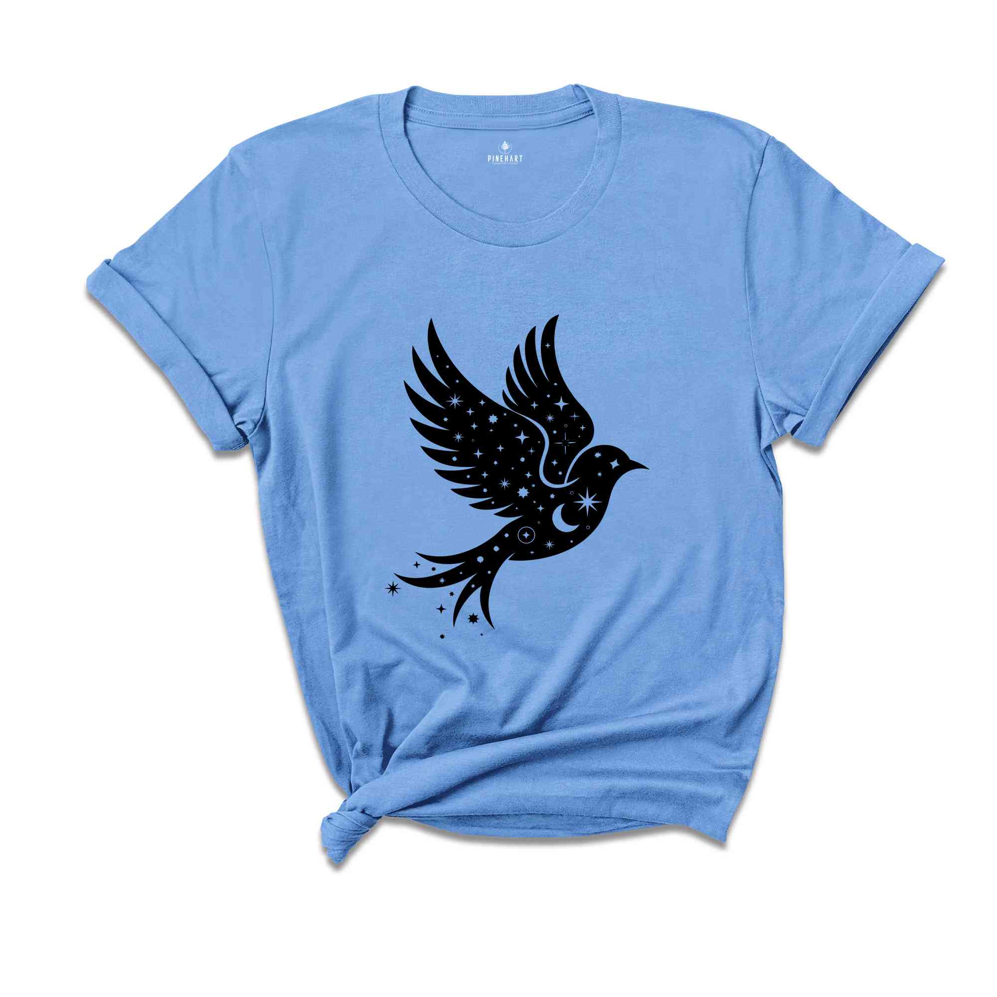 Celestial Bird Shirt, Flying Bird Shirt, Night Sky Moon Stars Shirt, Bird Lover Shirt, Cute Bird Shirt, Nature Shirt, Night Sky Shirt